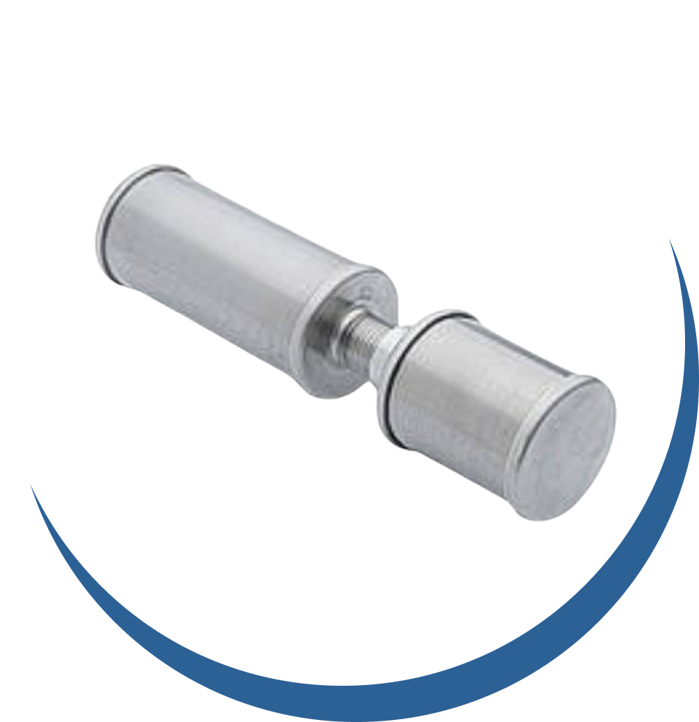 Metallfilterdüse mit zwei zylindrischen Enden und mittlerem Gewinde für Befestigung.