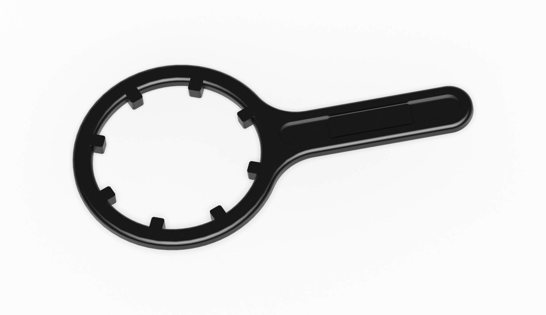 Schwarzer Werkzeugring mit einem Griff und einer runden Öffnung, geeignet für verschiedene Anwendungen.
