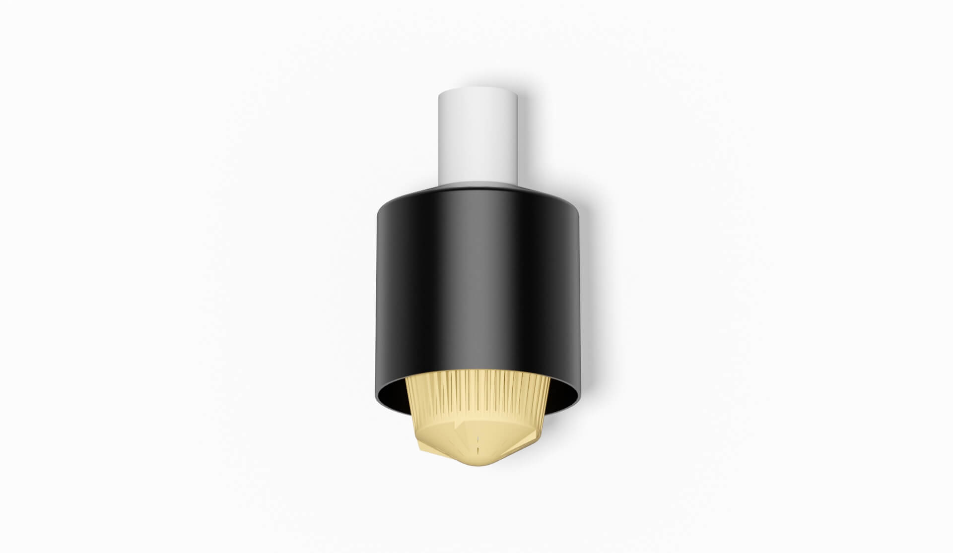 Schwarze Filterdüse mit gelber Spitze, die für verschiedene Anwendungen in der Filtertechnik verwendet wird.