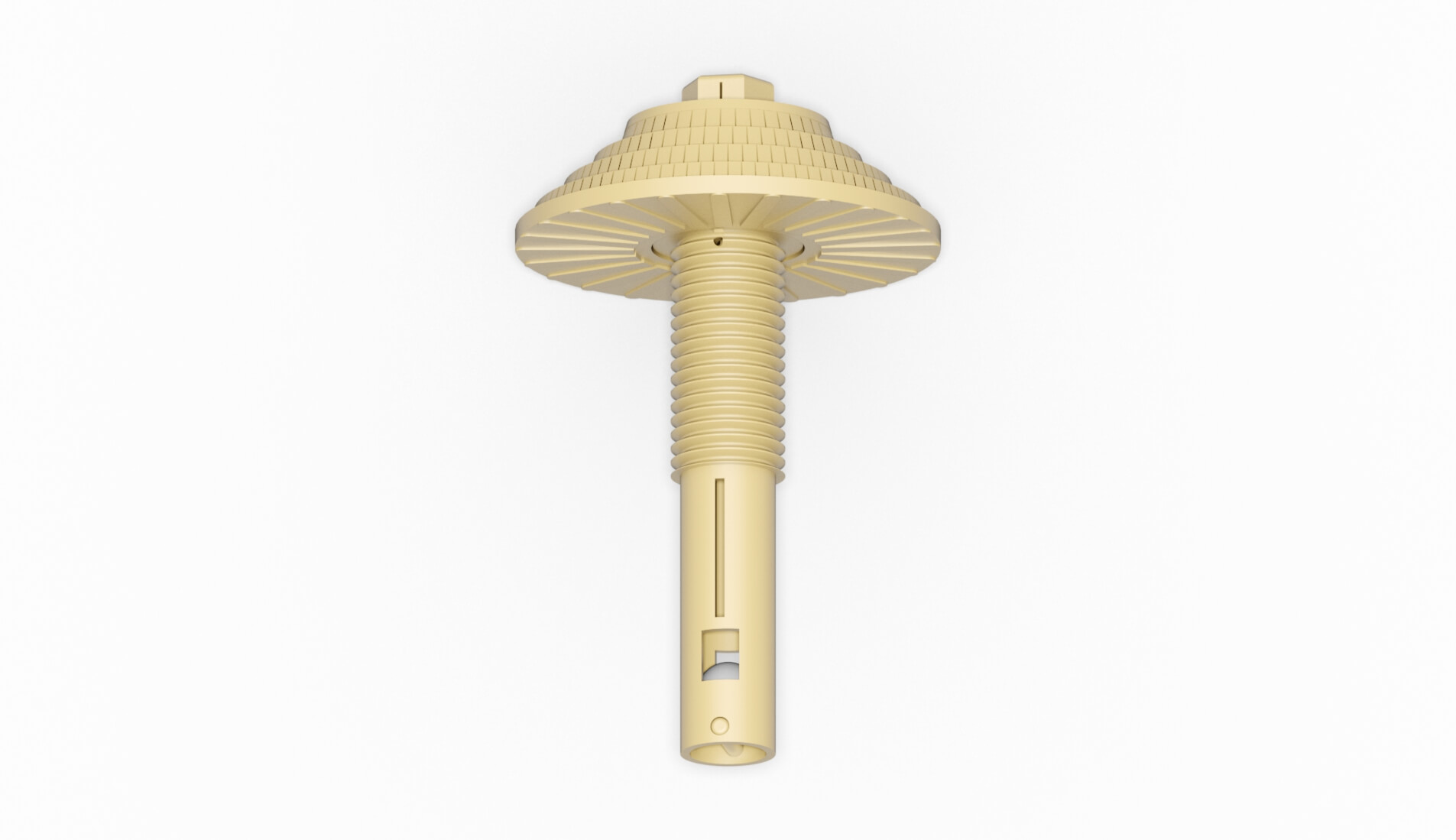 Gelbe Filterdüse mit gewelltem Kopf und einem zylindrischen Körper für verschiedene Anwendungen.