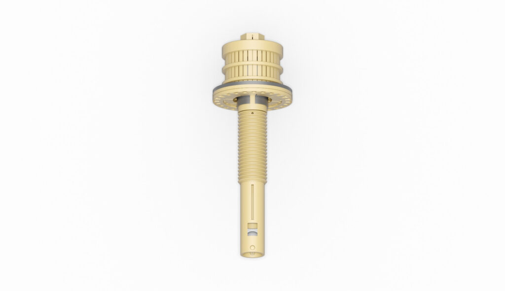 MDL 0.2 M24 Filterdüse mit einem zylindrischen Körper und einer runden Oberseite in gelber Farbe.