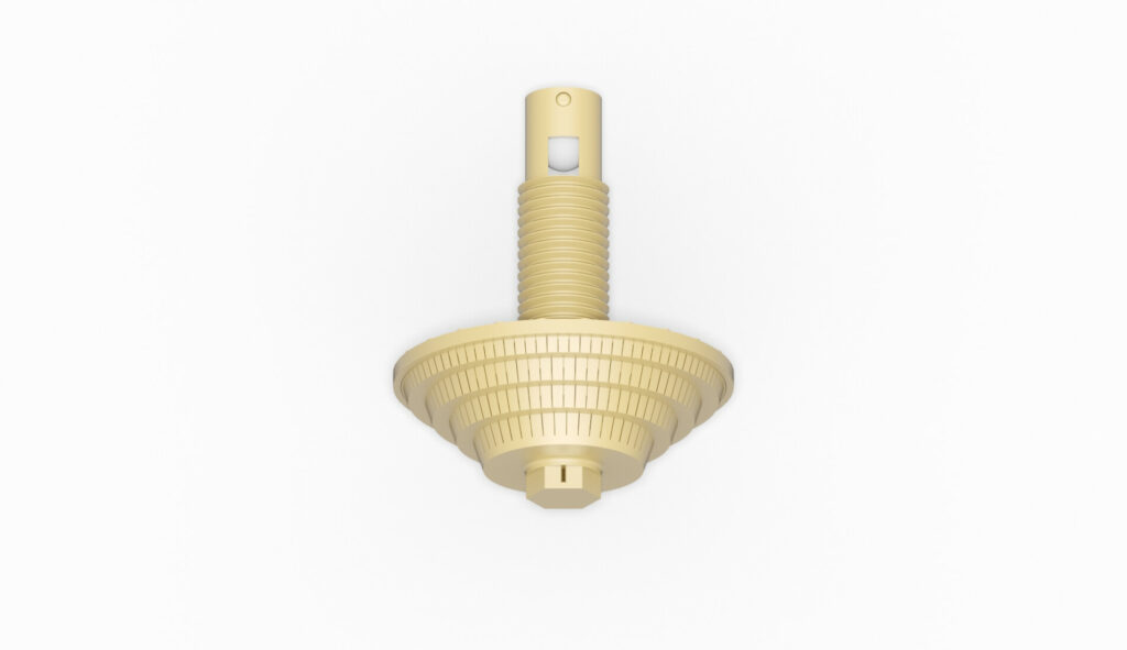 Gelbe Filterdüse mit Gewinde M24, geeignet für verschiedene Anwendungen in der Wasserfiltration.